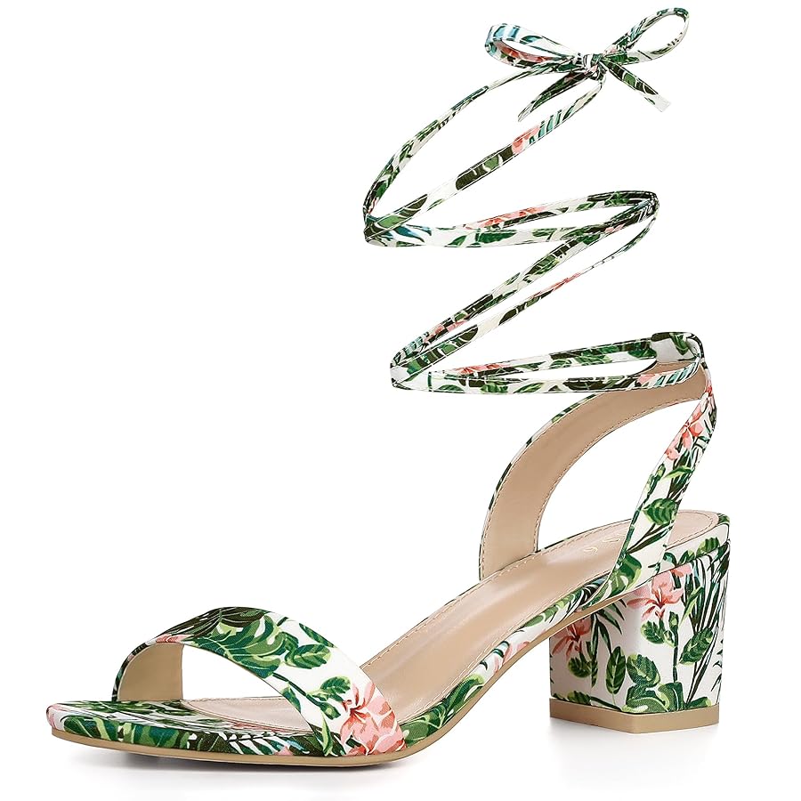 Amazon.com | Allegra K Women's Block Heel Sandals Floral